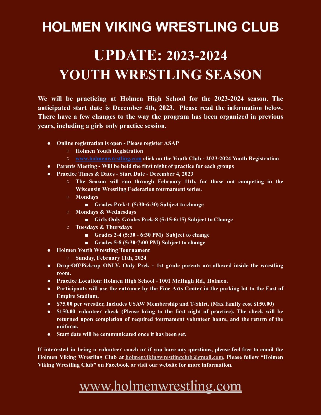 Holmen Youth 2023-2024 Update